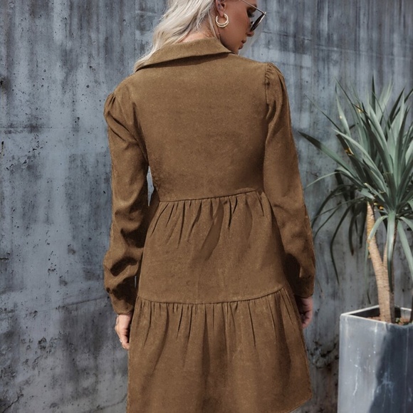 BLACK Corduroy button down   long sleeVe dress - Picture 6 of 13